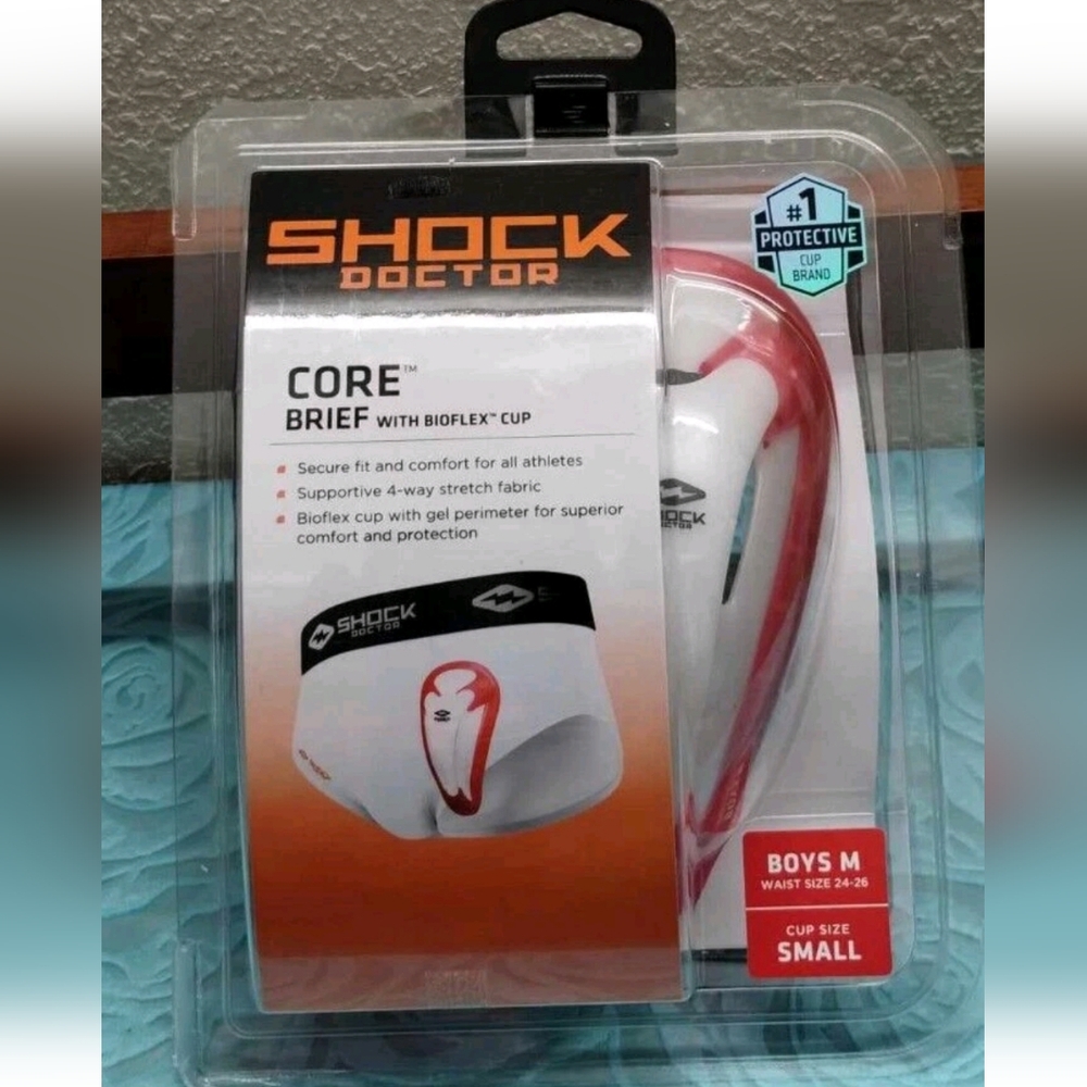 Shock Doctor Core Brief With Bioflex Protective Cup- Boys Medium- Cup Size Small